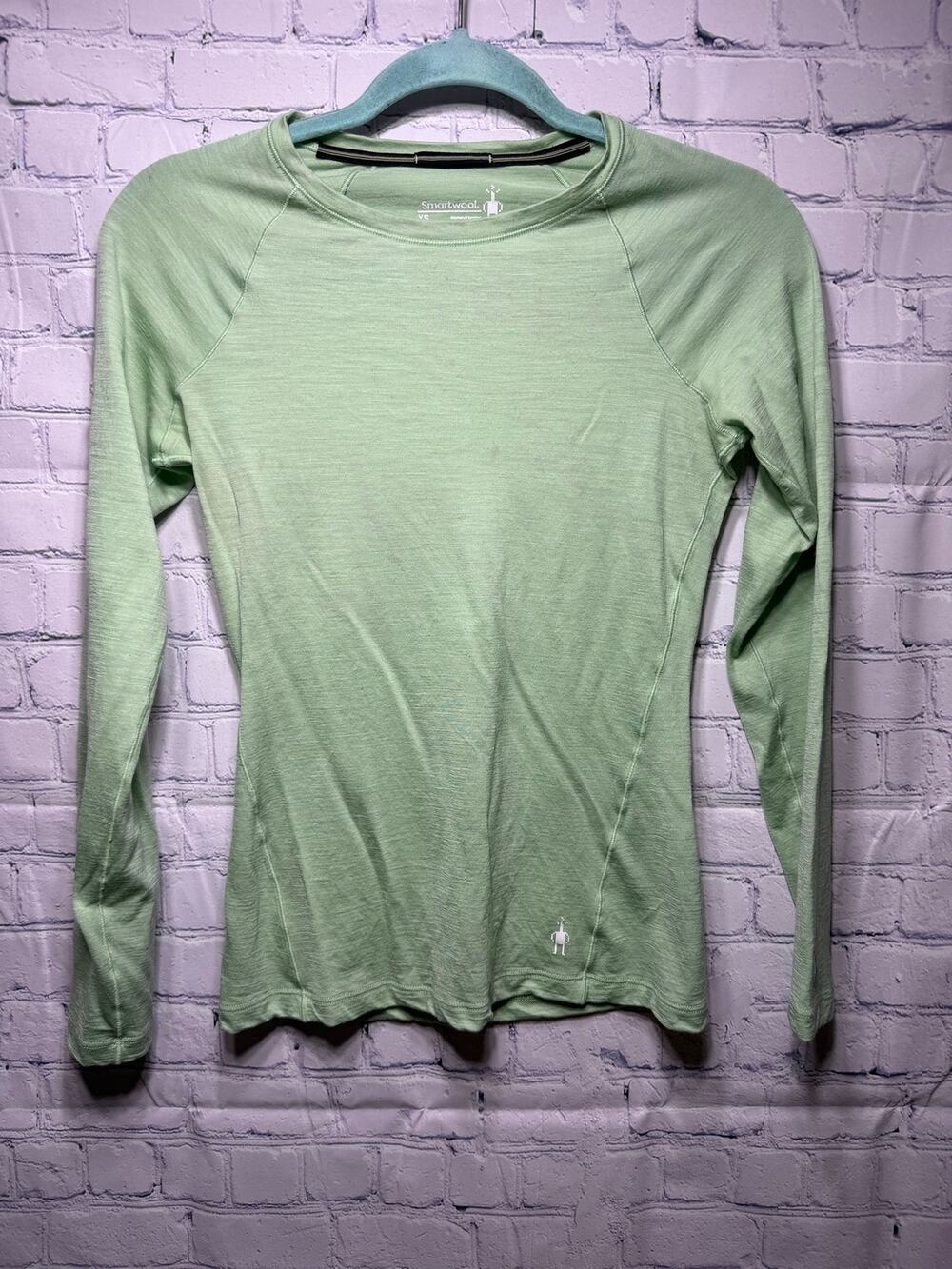 Smartwool Womens Long Sleeve Merino Wool Base Layer Green Sz XS